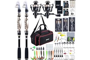 Goture Fishing Rod and Reel Combos with Carry Bag, Telescopic Pole Spinning Reel Lures Set, Telescopic Fishing Rod Fishing Kit for Travel Saltwater Freshwater