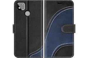 BoxTii Funda para Xiaomi Redmi 9C, Funda de PU Cuero para Xiaomi Redmi 9C, Magnético Carcasa Libro con Ranuras para Tarjetas, Negro