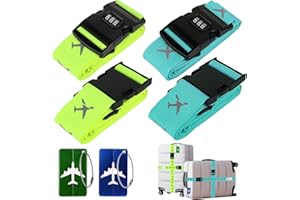 Vegena Lot de 4 sangles de valise - En forme de croix - Longueur réglable - Pour une fermeture sécurisée