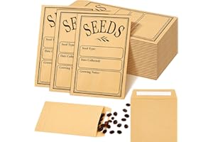 Tenare 120 Buste Marroni Piccole per Semi 8 x 12 cm Bustine Riutilizzabili per Conservare Semi Sacchettii Autosigillanti in Carta Kraft Prestampati con Modello di Tipi per Appunti Raccolta di Semi
