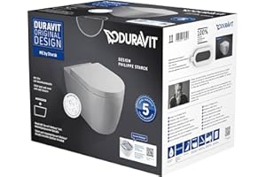 Duravit Wand-WC Set ME by Starck ohne Spülrand, Weiß Tiefspüler, und Sitz Absenk, 45290900A11