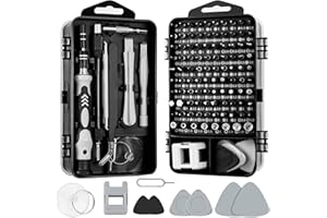 Retoo Juego de destornilladores de precisión de 115 piezas de acero, mini herramientas de reparación para electrónica, portátil, smartphone, juego de reparación electrónica profesional, 98 puntas