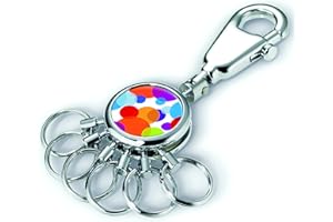 TROIKA Patent Colour Bubbles uchwyt na klucze – #KYR01-A047 – okrągły, błyszczący – breloczek do kluczy – karabińczyk – 6 odczepianych pierścieni – organizacja kluczy – kolorowy – oryginalny Troika