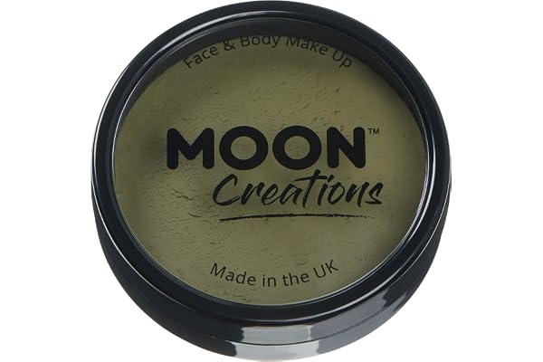Moon Creations Maquillage professionnel visage et corps | Moules à gâteaux professionnels avec peinture colorée pour maquillage | pour enfants, adultes, festival, Halloween, vert armée, 36 g