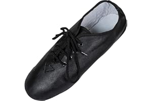 SHADOW DANCE UK Jazz Dance Scarpe in Pelle Stringate Unisex Moderno Stage Gomma & Suede Split Sole Nero