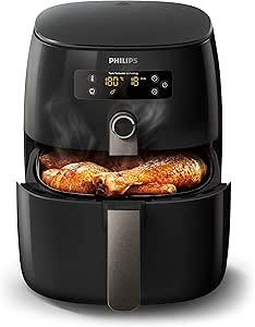 Philips HD9741/10 Airfryer Hei&szlig;luftfritteuse (1425 W, ohne &Ouml;l, f&uuml;r 2-3 Personen, digitales Display) schwarz