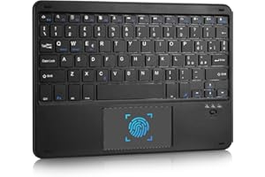 Nsyee Tastiera Bluetooth Wireless Ultra Sottile Con Trackpad Multi-Touch Integrato per Android, iOS e Windows, Tastiera Wireless, Ricaricabile, per iPad/Tablet/PC/Samsung/Lenovo, Layout Italiano, Nero
