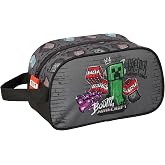 MINECRAFT GRAFFITI - Medium Children's School Toiletry Bag with Handle, Children's Toiletry Bag, Adaptable to Cart, Easy Clea