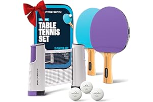 ‎PRO SPIN PRO-SPIN Tischtennisschläger Set - Mit Tischtennisnetz Für Jeden Tisch, Tischtennis bälle 3-Sterne, Tasche/Hülle | Ausziehbares Mobiles Tischtennis Netz | Tolles Geschenk & Spiele