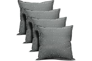 Mega_Jumble Pack of 4 Dark Grey Cushion Cover 60x60cm, Outdoor Seat Cushions Waterproof, Soft Linen Pillow Covers for Tent Bench Couch Indoor Patio Sofa Living Room (4, Dark Grey, 60 x 60cm)