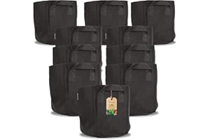 GREEN HOME LOVE NATURE Sac de Plantation 18L – Lot de 10 Sacs de Culture en Tissu Respirant avec Poignées – Pots de Jardinage Réutilisables pour Légumes, Herbes et Fleurs – Idéal pour Balcon, Terrasse et Jardin
