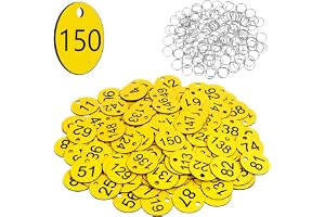 Flintronic 150 stycken plastregistreringsskyltar, ID-nummerskyltar av plast, små vattentäta nummermärken, ID-etiketter med hå