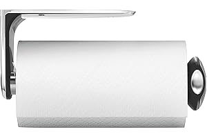 simplehuman KT1086 Uchwyt ścienny na rolkę kuchenną z szybkim ładowaniem, odpowiedni do szafki pod szafkę, łatwy do oderwania jednego arkusza, łatwy w instalacji (pasuje do rolek kuchennych o