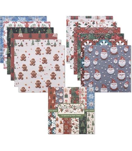 24 Feuilles Papier Scrapbooking Motifs Noël - Idéal Pour Créations DIY, Cartes, Emballages Cadeaux