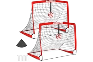 BASEGOAL Lot de 2 But de Foot Enfant Exterieur - [120 x 90 x 90cm] Cage de Foot Pliable, Goal de Foot Enfant avec Cible Suspendue, Sac de Transport, pour Jardin, la Cour, Plage