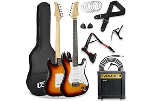 3rd Avenue Chitarra Elettrica 4/4 Scala XF Kit Definitivo Per Con Amplificatore Da 10 W, Cavo, Supporto, Custodia Protettiva, Tracolla, Corde Di Ricambio, Plettri, Capotasto - Sunburst