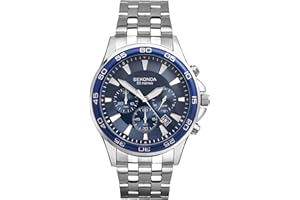 Sekonda Jenson Mens 44mm Chronograph Quartz Watch with Stainless Steel Bracelet Date Window 50m Water Resistant