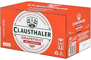 Clausthaler Grapefruit Alcohol Free Beer - Case 24 x 330ml, 0.5% Bottles | Citrus Fruit Lager | Vegan, Low Calorie