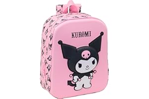 safta KUROMI 3D - Zaino per asilo 3D, adattabile al carrello, facile da pulire, ideale per bambini di diverse età, comodo e versatile, qualità e resistenza, 22 x 10 x 27 cm, Rosa, M, Casual