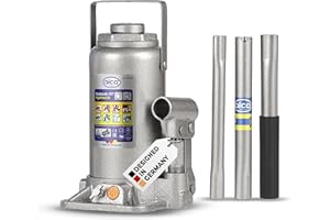 ‎ALCA alca® hydraulischer Wagenheber 15t I Unterstellheber Auto, besonders robust, TÜV & GS Zertifiziert, Doppelkolben, Verlängerungsschraube, Hubhöhe 225–425 mm, aus Stahl, Silber-grau, nachfüllbar