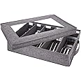 Azonee Flatware Storage Case, Silverware Storage Box Chest, Tableware Utensil Chest with Removable Lid and Adjustable Dividers, for Organizing Cutlery, Flatware, Knives, Large Capacity, Gray