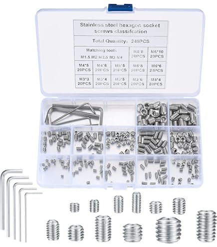 Madenschrauben Set 20 Stück M3x8mm - DIN916 Edelstahl 304 Schwarz