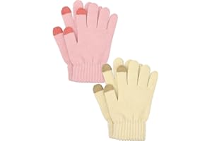 Kiiwah 2 Paia Guanti Caldi per Bambini, Guanti a Maglia per Bambina Invernali Elastici, Guanti Termici Antivento per Ragazze, Ragazzo