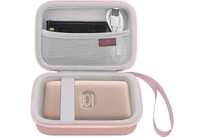 Elonbo Hard Carry Case for Fujifilm Instax Mini Link 3/ Fujifilm Instax Mini Link 2 Smartphone Printer, Portable Instant Photo Printer Travel Case, Mesh Pocket Fits Photo Paper and Cable, Rose Gold