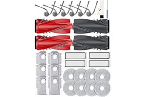 Yivy Lot de 30 accessoires de rechange pour Roborock Qrevo Curve/Curv S5X/Edge/Edge S5A/S5V/P20 Pro:4 brosses principales,6 brosses latérales,4 filtres Hepa,6 sacs à poussière,8 tampons de nettoyage