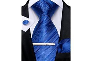 DiBanGu Plain Tie for Men Formal Silk Tie and Pocket Square Cufflinks Tie Clip Set for Wedding Party