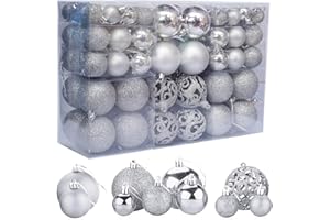ZFYQ 100 szt. bombek choinkowych, dekoracyjne wiszące bombki zestaw na świąteczne ozdoby choinkowe, srebrne
