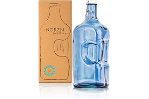 NORZN BROTHERS Botella Agua Cristal 2 Litros - Botella de Agua Nevera Fabricada en Vidrio 100% Reciclado, Botella de Cristal 2 litros, Botellas con Tapa, Botella de Vidrio para Agua, Garrafa 2L - Color Azul