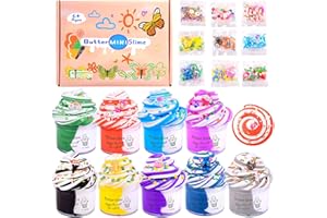 JAMDESDW 9 Pack Butter Slime kit for Girls, Fluffy Slime Party Favor Two-Toned Colorful Stress Relief Toys, Scented DIY Cake Slime Toy for Kids, Valentine's Day Party Gift, Easter Basket Stuffers