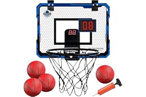 IGUGI Canestro Basket da Camera,Canestro Basket Bambini,Mini Canestro da Basket,con 4 Palline, Pompa,Scoreboard,2 reti,Giocattoli Sportivi per Bambino,per 4 5 6 7 8 9 10 12 Anni Ragazzi Ragazze (blu)