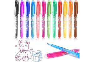 FORHOME Długopis żelowy do ścierania, 12 sztuk, 12 kolorów, kolorowe długopisy żelowe, 0,5 mm, zmywalne długopisy żelowe dla dzieci, przybory szkolne, artykuły biurowe, studentów