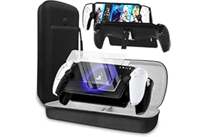 QUAGGY 3-in-1 Accessoris Kit Compatible with Playstation Portal, EVA Carrying Case for PS Portal,2 Pack Screen Protectors,Protective Shell Portable Travel Handbag for PS5 Portal Remote Player (Black)