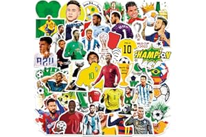 SUNYOVIME 50 Stück Fußball sticker,Fußballstar Stickers,Wasserfest Fussball Sticker, Graffiti Aufkleber,Vinyl Sticker für Laptop Skateboard Koffer Helm Auto Fahrrad Handy Auto,Geschenke für Kinder Erwachsene