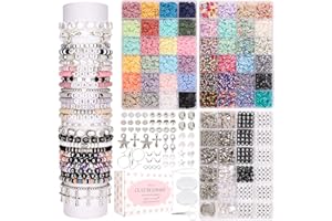 Pizooro Bracelet Making Kit 3 Boxes,Clay Beads for Jewelry Making,Silver Letter Bead with Cross Charm,Silver Earrings and Elastic String,Friendship Bracelet for Women,Birthday Gifts for Women Girls