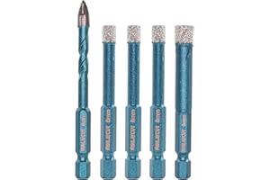 Porcelain Tile Drill Bits Set - MINLAYCUT 6/6/6/8mm+6mm Diamond Hole Saw Kit Quick-fit Hex Shank for Ceramic Tile Marble Porcelain