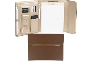 BLU MONACO Vegan Leather Portfolio Binder for Women - Professional Padfolio with Gold Trim, Business Case for Documents