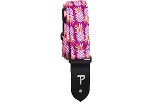 P PERRI'S LEATHERS LTD. Perri's Leathers FWS15-7128 Nylon Ukulele Strap - 1.5", Purple Pineapples