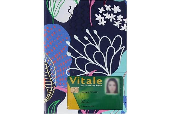 Color Pop Dossier santé – Fabrication Française – PVC imprimé (Flowers) – Garde ordonnances - Fenêtre Transparente pour Carte Vitale - 15,8 x 11,7 cm