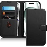 JETech Wallet Case for iPhone 15, Black | PU Leather Anti-Shock, Card Holder, Magnetic Book Type Cover, Stand Function, Full