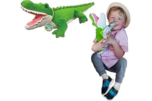 EcoBuddiez - Crocodile de Deluxebase. Peluche Douce Moyenne de 44cm Faite de Bouteilles en Plastique Recyclées. Cadeau Calin écolo pour Enfants et Animal Doux et Mignon pour Bambins.