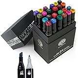 OfficeTree 24 Alkohol Marker - Intensive Farben - Twin Marker Set zum Zeichnen und Malen - Touch Marker Stifte auch als Manga