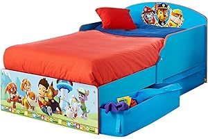 Paw Patrol Worlds Apart Lettino per Bambini con Cassettoni, MDF, Multicolore, 59 x 142 x 77 cm