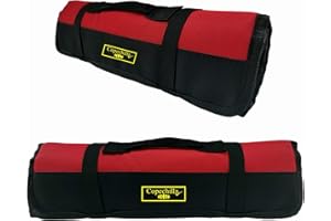 Copechilla bolsa herramientas enrollable rojo portátil 22 bolsillos con 1 llaver bolsillo-15 agujero,600D Oxford impermeable doble capa engrosamiento,59X36CM,bolsa portaherramientas para reparar coche