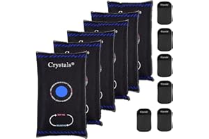 Crystals 6 x 1KG Reusable Car Dehumidifier Bags/Powerful Moisture Absorber for Car, Van, Caravan, Boat & Home/Prevents Damp, Mould & Condensation, Keeps Windows Clear, Includes Anti-Slip Pads – Black