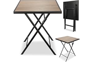 BRUBAKER Mesa de Jardín Bergamo - Tabla de Balcón 58 x 58 cm Impermeable de Metal con Aspecto de Madera - Mesa Plegable para Balcón, Terraza - Marrón
