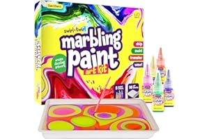 DAN&DARCI Dan & Darci Marbling Paint Art Kit for Kids - Arts and Crafts for Girls & Boys Ages 6-12 - Craft Kits Art Set - Best Tween Paint Gift, Ideas for Kids Activities Age 4 5 6 7 8 9 10 Marble Painting